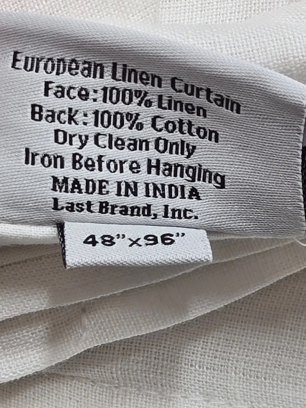 NWT QUINCE Set Of 2 48x96 European Linen Curtains White 9179